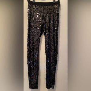 Super High Waisted Black Sequin Leggings